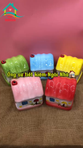 Ống tiết kiệm Ngôi Nhà (Lỗ tròn) ống đựng tiền Decor hàng Bát Tràng ống sứ dễ thương VuaDecor