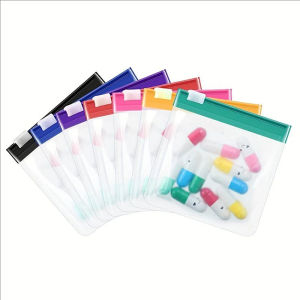 ถุงยาใส7ชิ้นกระเป๋ากล่องใส่ยาแบบมีซิปใช้ซ้ำได้กระเป๋าใส่ยาจัดเก็บเครื่องประดับซีลในตัวเองแบบพกพา