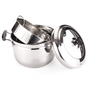 Small Steamer Stainless Steel Thickened Japanese Steamer Soup Pot Rice Cooking Sugar Removal Household Cooking Steamer Grid One Layer Mini