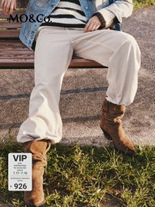 MO&Co. | Vintage Wash Crystal Embellished Boxy Fit Denim Pants