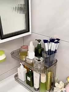 เพิ่มใหญ่ชั้นวางเครื่องสำอาง2ชั้น อุปกรณ์แต่งหน้า กล่องเก็บเอนกประสงค์แบบมีลิ้นชัก ไร้กลิ่นเเละเป็นมิตรกับสิ่งเเวดล้อม