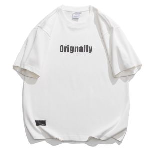 American Style Loose Oversize Casual Short Sleeve T-Shirt Mens Summer New Retro Versatile Body Shirt Breathable Cotton round Neck