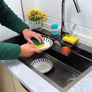 Kitchen Sink Basket with Drainage Holes Multi-Function Self-draining Sponge Strong Holder Over Sink Organizer #30