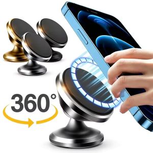 3Pcs Dashboard Adhesive Magnetic Car Phone Holder 360° Rotatable Strong Magnet Compact Mount for Most Smartphones
