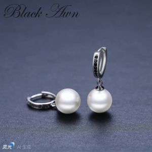 2026 New Round Pearl Hoop Earrings For Women Classic Silver Color Trendy Spinel Engagement Fashion Jewelry