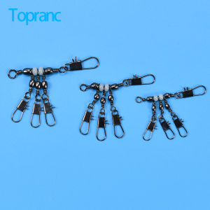 Topranc 9Pcs 3 Way Fishing Swivel Snap Connector with Luminous Beads Quick Change Clip for Carp Sea Fishing Tackle