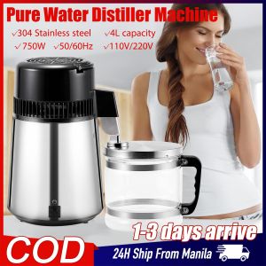 Electric Pure Water Distiller Machine Stainless Steel Distillation Purifier Distilled Water Machine Vevor Distiller Water Distillery Machine for Home Office Dental Lab Distillation Equipment 4L 110V/220V 750W