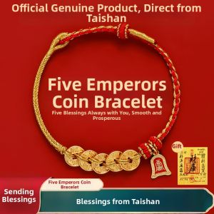 SHANDI | Lucky Red Rope Hand Chain Five Emperor Coin Amulet