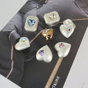 Nút Kim Loại Màu Hồng Hình Trái Tim Nút Trang Trí Kim Cương Nút Áo Khoác Thời Trang Phụ Kiện Trang Trí Vuông Phong Cách Trung Hoa