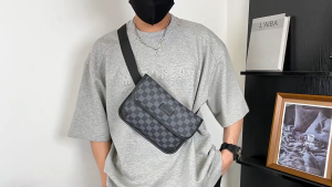 MENSPE Mens Chest Bag Fashion Waist Bag Business Shoulder Bag Cross Body Bag Lightweight Waterproof Casual Bag Money Phone Waist Fanny Pack Jogging Belt Fanny Pack for Workouts Sports Outdoor