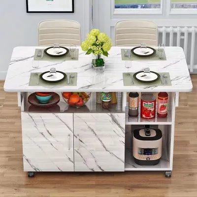 AYIJIE | Marble Imitation Modern Foldable Extendable Dining Table