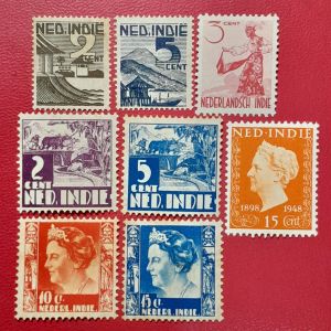 Koleksi Prangko kuno Ned Indie Jadul 8 pcs Campur UN USED