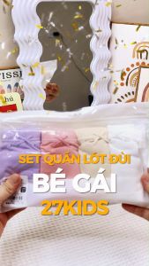 Set 4 quần lót bé gái 27Kids Quần chip đùi bé gái vải cotton khử khuẩn công nghệ mới họa tiết dễ thương GSUW3