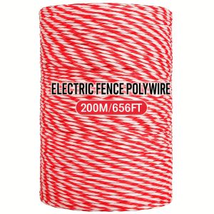 200/500M Roll Electric Fence Rope Polywire with Steel Poly Rope for Horse Animal Fencing Ultra Low Resistance Wire and Accessory