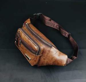Tas pria waistbag sporty casual polo amstar bahan kulit pu