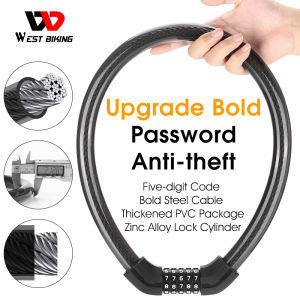 Tây đi xe đạp Khóa xe đạp chống thelf chuỗi đậm thép Cáp năm mã digit khóa PVC bọc cường độ cao Hợp kim kẽm MTB xe đạp đường trường Khóa xe đạp kéo dài cáp thép