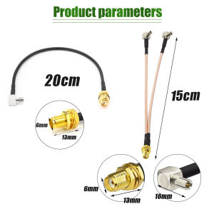 SMA Female to Y Type 2 X TS9 Male / CRC9 Male Connector Splitter Combiner Pigtail Cable RG174 SMA To TS9  20CM Gold