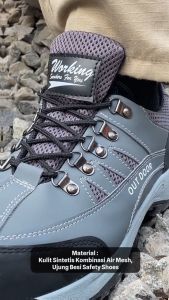 Sepatu Safety Pria Ujung Besi Pendek G017 Shoes Pabrik Kerja Outdoor Septy Touring Anti Septi