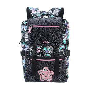 childrens schoolbag girls Black Devil Cat backpack learning supplies 18 inches 10-15 years old