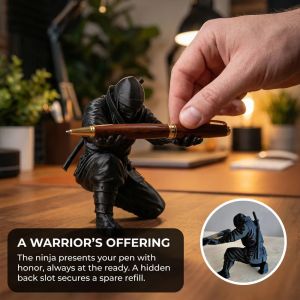 Funny 3D Printed Ninja Pen Holder Personalized Desktop Decor Stationery Storage Ornament Model for Home Office Desk Gift