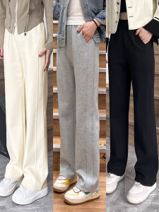 High Waist Straight Leg Pants Womens Spring Autumn 2025 New Style Slimming Casual Trousers Space Cotton Narrow Version