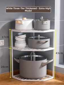 MINGZHIYIFAN | Triangle Multi-Layered Kitchen Rack for Pots Corner Suitable Design