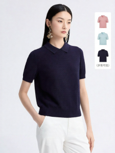DEEP BREATH | Deep Breath Summer New Simple Polo Collar Knitted Short Sleeve Casual Style Womens Fashion A301970 Regular Fit Middl Age Suitable