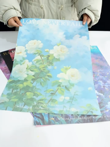 Sweetheart Floral Series Oil-Painting Style Bouquet Art Kraft Paper Printed Wrapping Paper for Fresh Flowers (Floral Craft Gift Packaging)