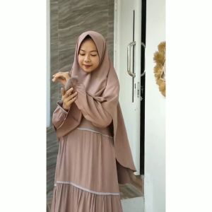 KV.GROSIR Gamis Syari Khimar YETTA Rayon Twill Set Hijab Pet Syari | Dress Wanita Dewasa Muslimah Free Khimar Polos Rayon Twill