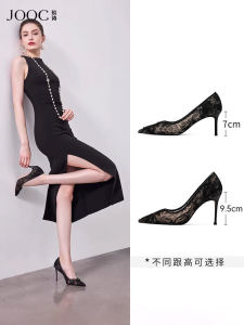 รองเท้าส้นสูงผู้หญิง รองเท้าส้นเดี่ยวแบบเปิดหน้าเท้า ทรงหัวแหลม ลูกไม้ ทรงหัวแหลม ขนาดเล็ก รองเท้าส้นเดี่ยวสุดเซ็กซี่