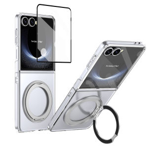 szhaiyu | 360 Magnetic Ring Holder Clear Phone Case for Samsung Galaxy Z Flip 8 7 FE 6 5 4 5G for Magsafe Kickstand Screen Protector Cover