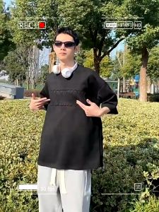 Summer American Retro Inspired Fashion Brand Casual Loose Short Sleeve Youth Popular All-match Round Neck Half Sleeve Clothes