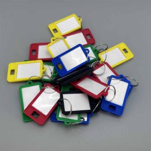 60pcs Multicolor Plastic Keychain ID Label Tags Split Ring Luggage Hotel Number Classification Card Key Rings Number Marker