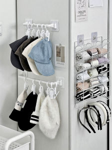 Bedroom Closet Door Back Hooks Hat Storage Organizer Wall Mounted Socks Underwear Rack Plastic Adhesive Hooks for Hats
