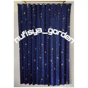 gorden plisket jendela pintu kamar motip bulan bintang model plisket ukuran lebar 100x200 jendela panjang minimalis/korden/hordeng/gorden biasa/gorden plisket pintu kamar gorden plisket 2 meter/gorden kawat