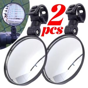 【WOKEN】2Pcs Bicycle Rearview Mirror 360° Rotation Wide-Angle Convex Mirror E-Bike Side Mirrors with Adjustable Elastic Plastic Buckle Strap