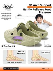 ECAC | Slip-Resistant Odor-Free Arch Support Clogs for Flatfoot Correction