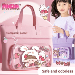 Túi Học Thêm 3 Ngăn Túi Vải Canvas đi học Sức Chứa Lớn Đựng Vừa Giấy A4 Thiết Kế Cute Dễ Thương Nhiều Mẫu Mã