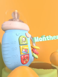 SKISOPGO Musical Feeding Bottle Toys for Baby Teether Toy Early Education Rattle with Music and Light Mainan