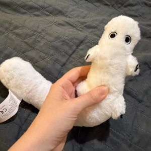 Soft Fluffy Witch Hat Atelier Brush Worm Plush Toy White Bendable Stuffed Doll for Manga Fans Home Ornament Gift Collection