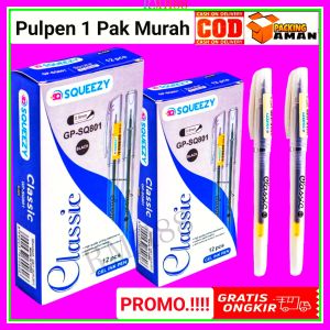 Pulpen Gell 1 Pak Murah Isi 12 Pcs Warna Hitam