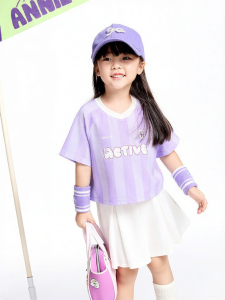 Annil | Bộ Đầm Tay Ngắn Thể Thao Mùa Hè Cho Bé Gái