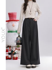 YOUXIANG | Quần Nữ Dài Lửng Ống Rộng Thoáng Có Lót Cao Waists