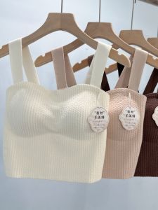 Thickened Lamb Velvet Wide Shoulder Strap Womens Korean Version Fleece Lined Warm Vest Fixed Cup Gathered Underwear Base Trendy