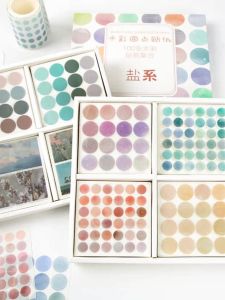 Nhãn Dán Hình Tròn Nhiều Màu INS Guka Size Nhỏ Nhãn Dán Hình Tròn Hình Sóng Cho Sổ Tay Và Album Ảnh Phụ Kiện Văn Phòng Phẩm