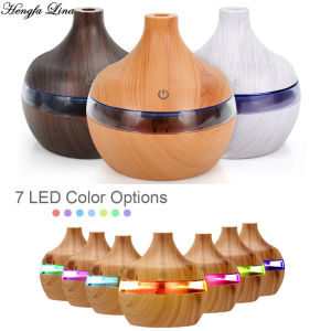 300ml Máy làm ẩm không khí USB Điện Máy khuếch tán tinh dầu Mist vân gỗ trị liệu bằng tinh dầu mini có 7 đèn LED cho xe văn phòng nhà cửa