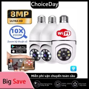 8MP Camera IP Wifi Không Dây E27 Bóng Đèn PTZ Camera Quan Sát Với Tầm Nhìn Ban Đêm Zoom 10X Theo Dõi Con Người An Ninh Trẻ Em Máy Quay Mini