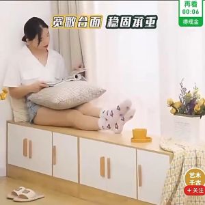 QUANU  2 / 3 Doors Bay Window Cabinet Nordic Modern Floor Cabinet Balcony Storage Cabinet Simple Floor Low Cabinet Bedroom Almari kabinet pakaian 飘窗储物柜