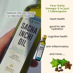 Natures Superfoods Organic Cold-Pressed Sacha Inchi Seed Oil 250ml - Omega 3 6 9 l Antioxidants l Extra Virgin l Halal