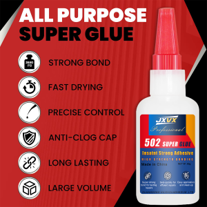 502 Super Glue Instant Fast Drying Cyanoacrylate Adhesive Leather Wood Metal Plastics Strong Liquid Glue Tool Seconds Bond Waterproof 50g Transparent Repair Glue